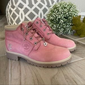Pink Timberland Nellie waterproof leather boots